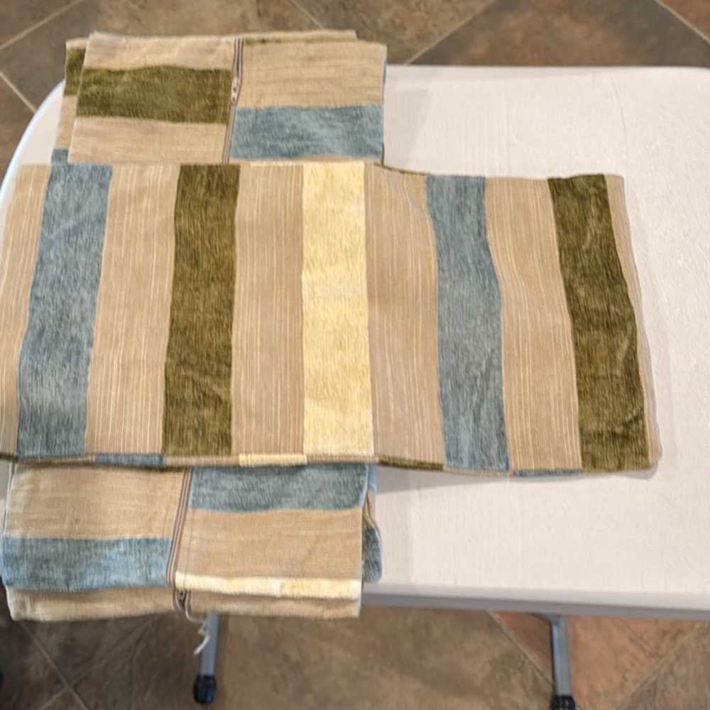 Striped Beige, Green, Blue pillow covers